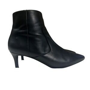 Minimalist Parisian Black Leather Kitten Heel Ankle Boots Chic Capsule Vibe 8